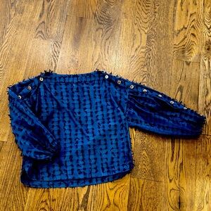 BURU Blue Textured Long Sleeve Top